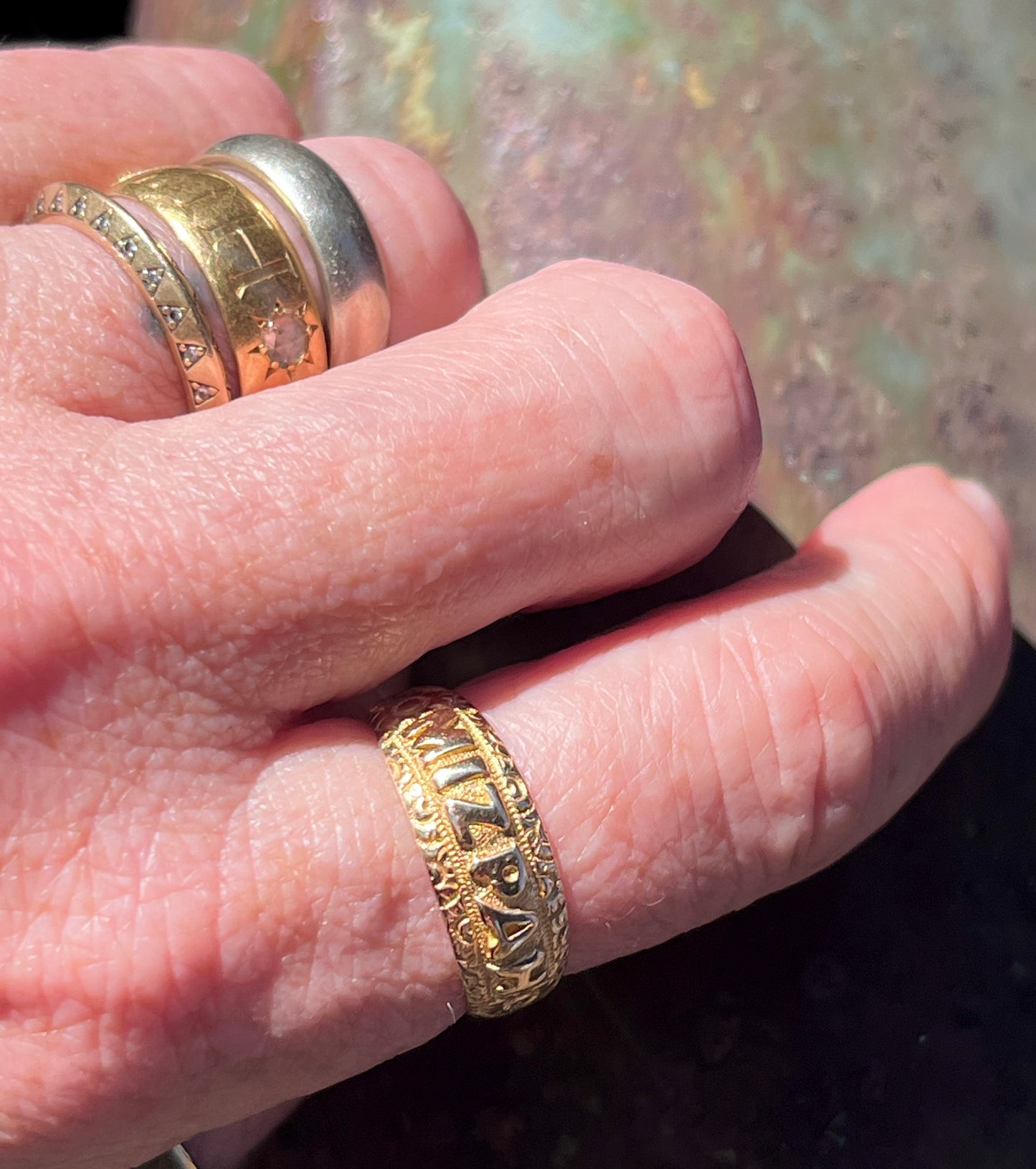 Antique 16k Mizpah ring