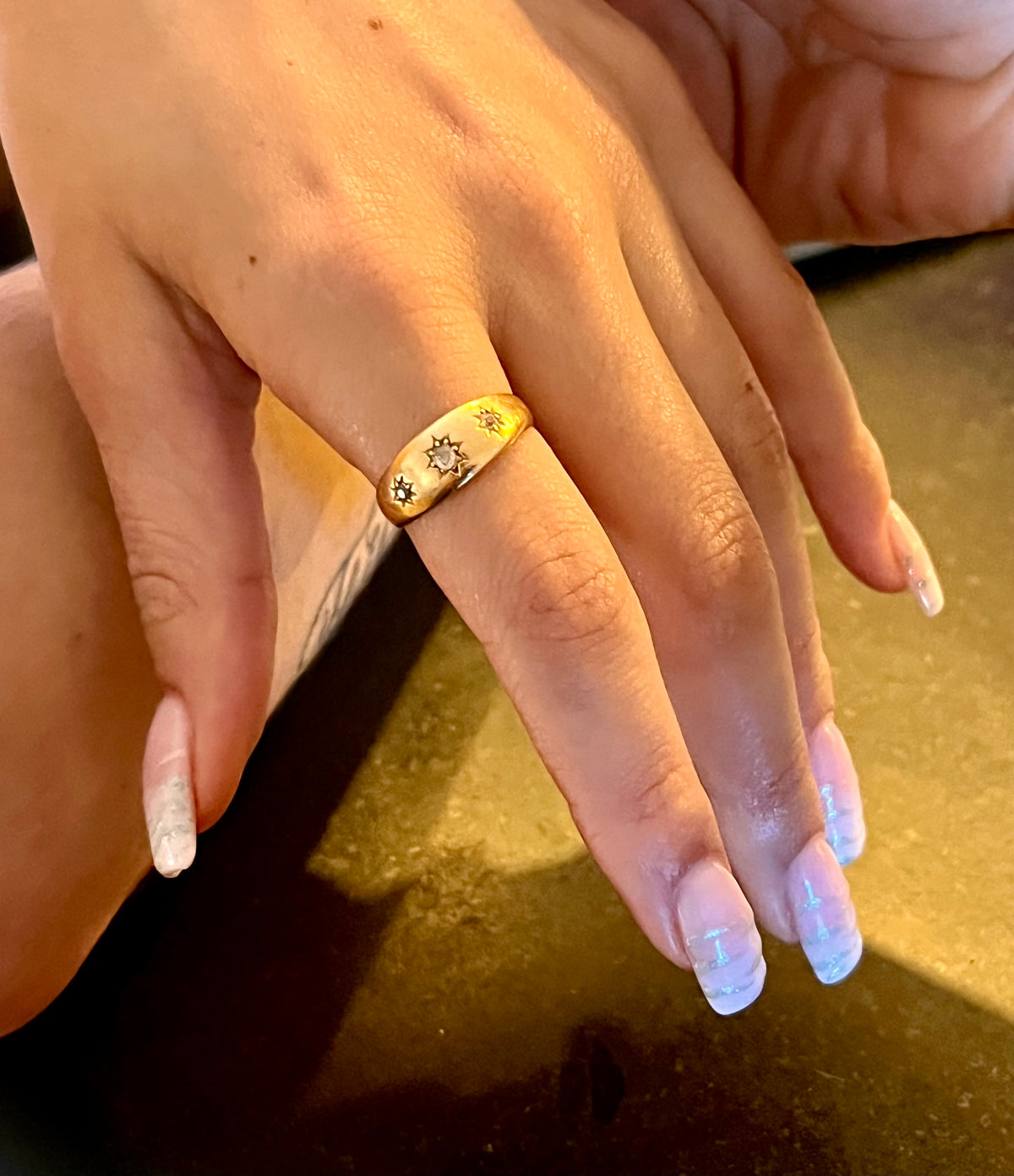 Antique star set diamond ring
