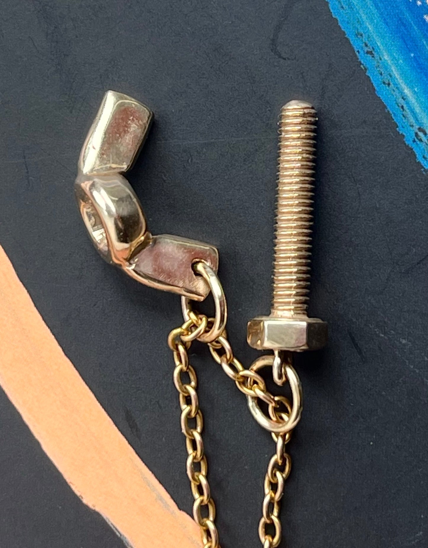 "Be the wingnut to my bolt" in 14k yellow gold
