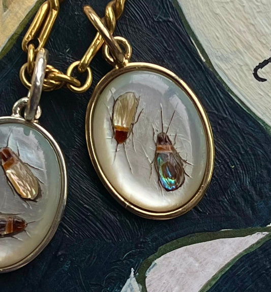 Shibayama charm with 14k bezel