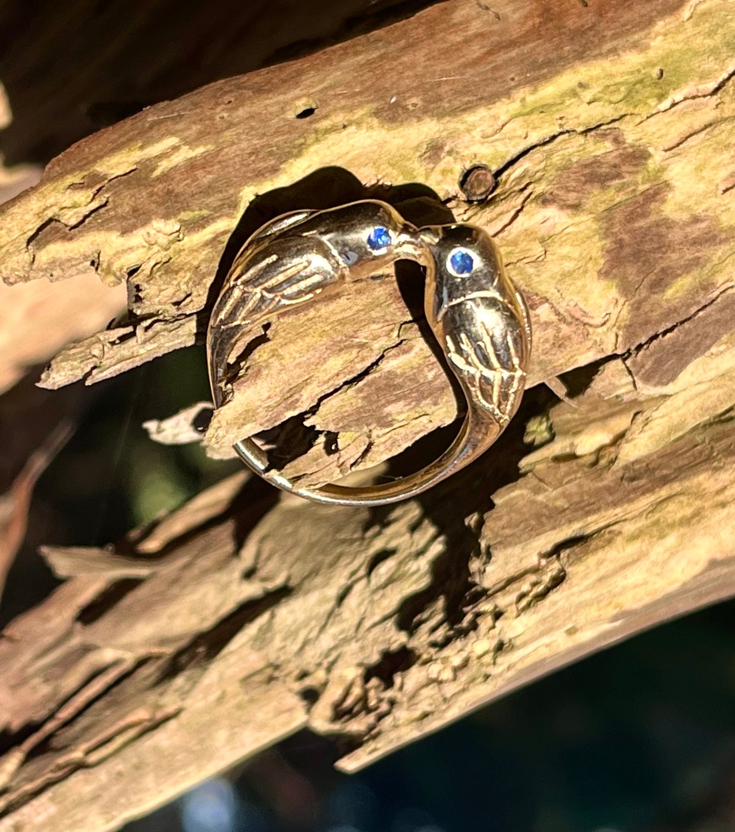 Mama and baby bird ring