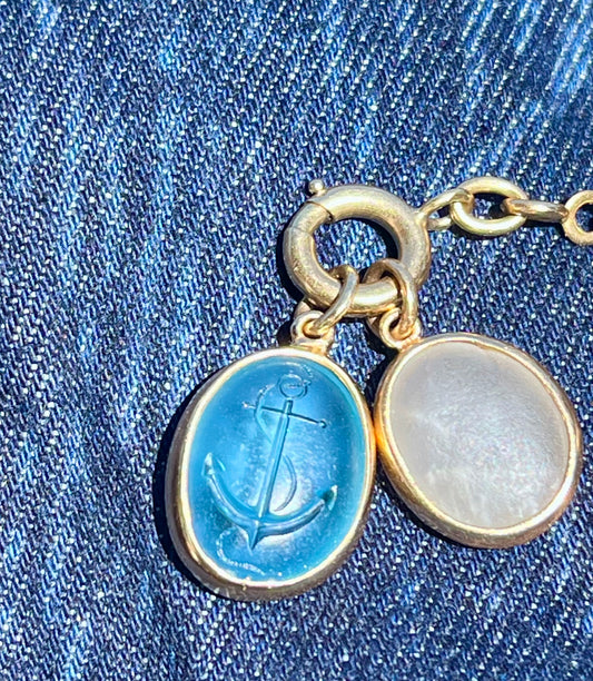 Topaz and 18k anchor pendant