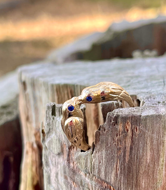 Mama and baby bird ring