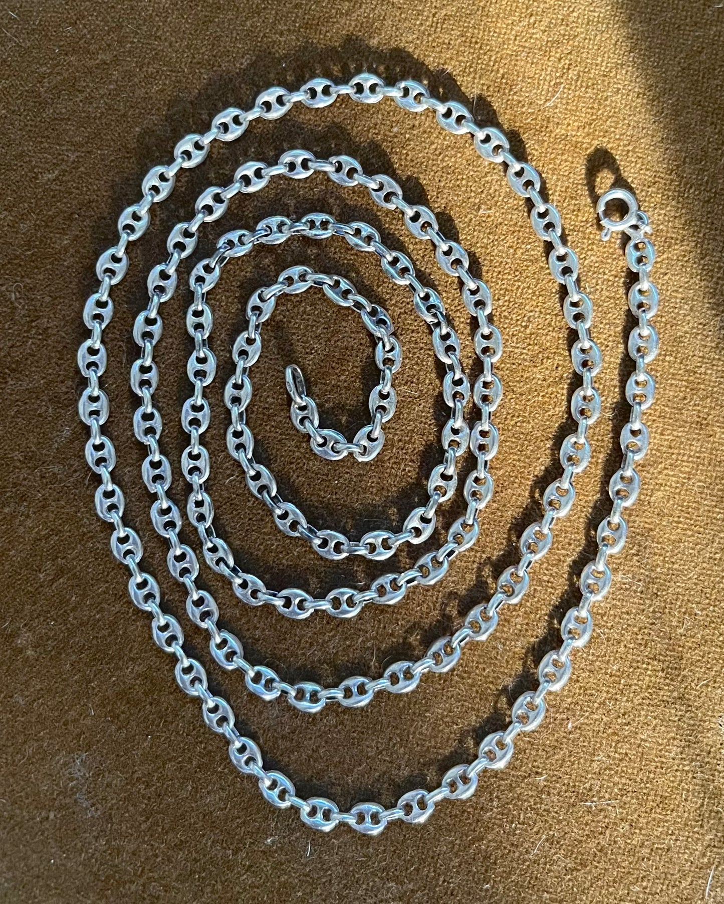 Long silver mariner chain