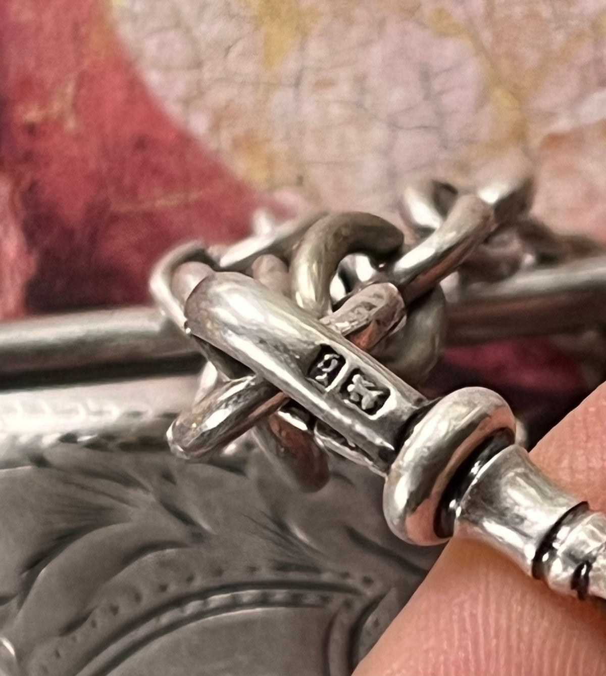 Silver antique vesta watch chain