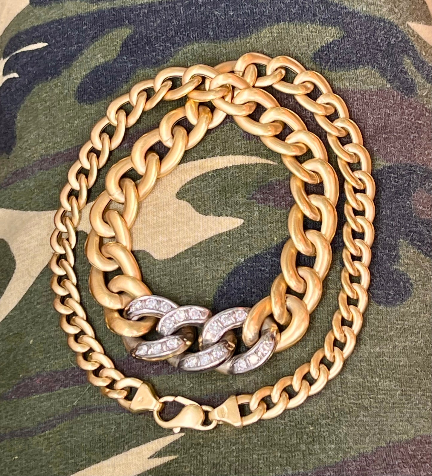 18k curb necklace with diamonds