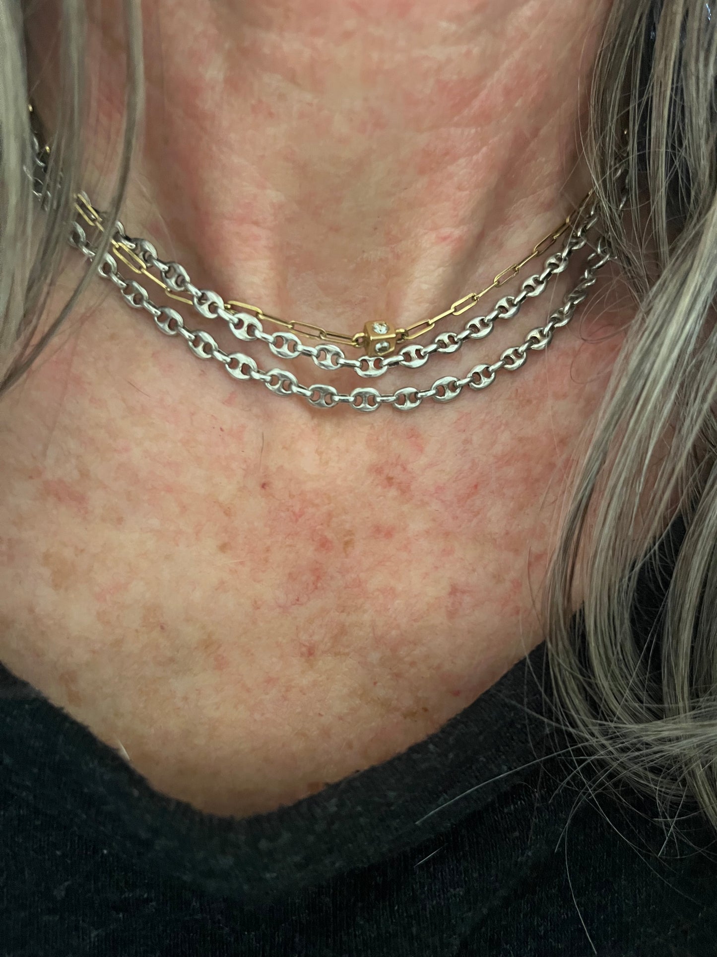 Long silver mariner chain