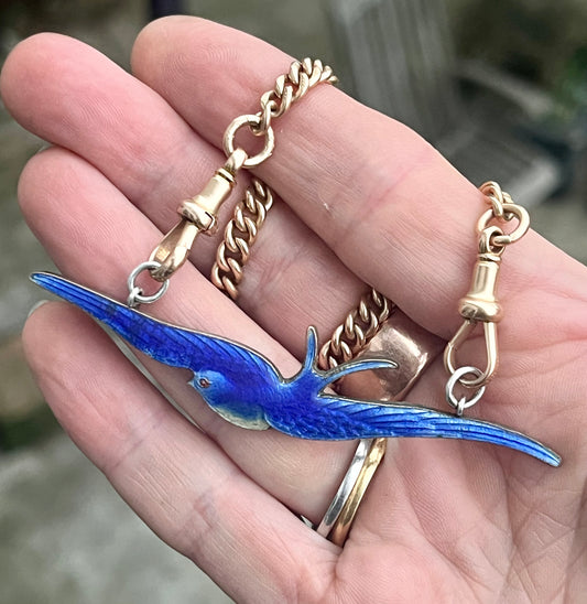 Enamel and silver Bluebird pendant