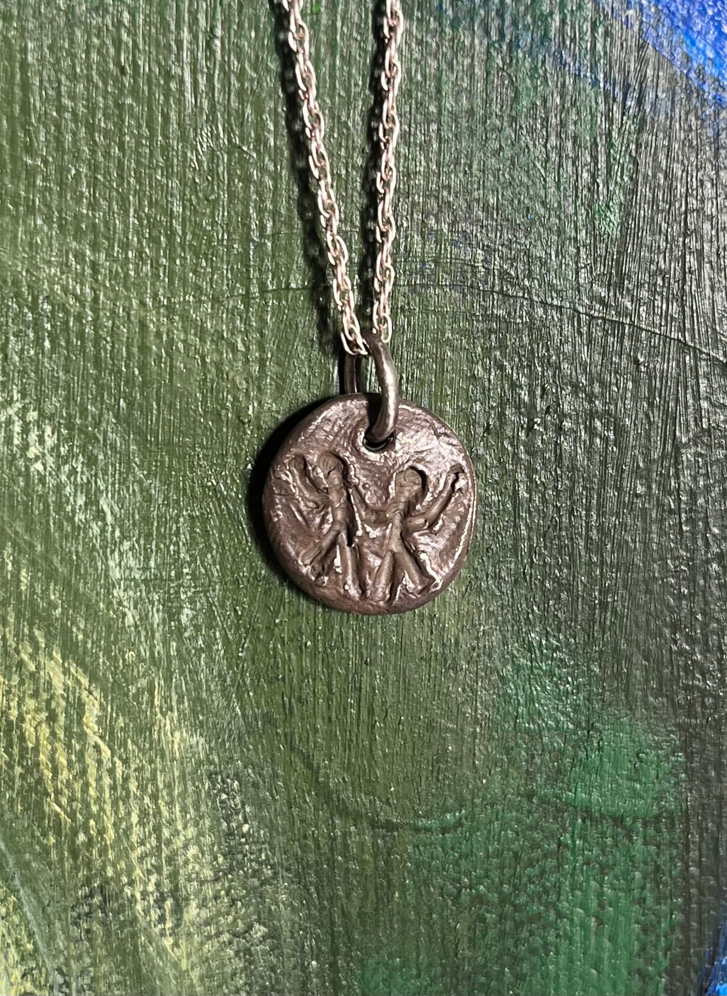 Blackened silver custom Gemini pendant