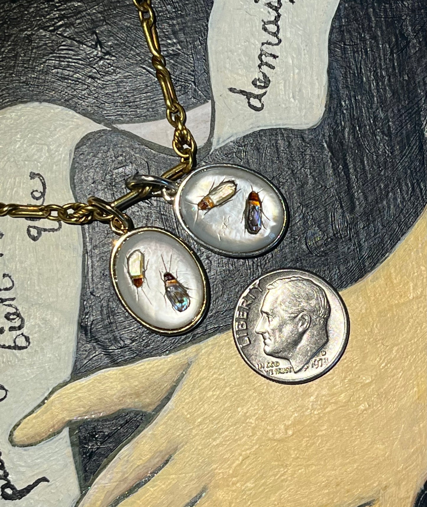 Shibayama charm with 14k bezel