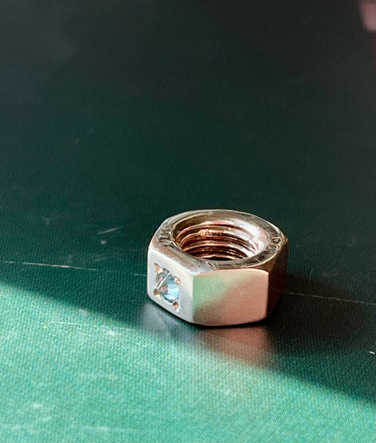 Medium sterling silver nut with Zircon