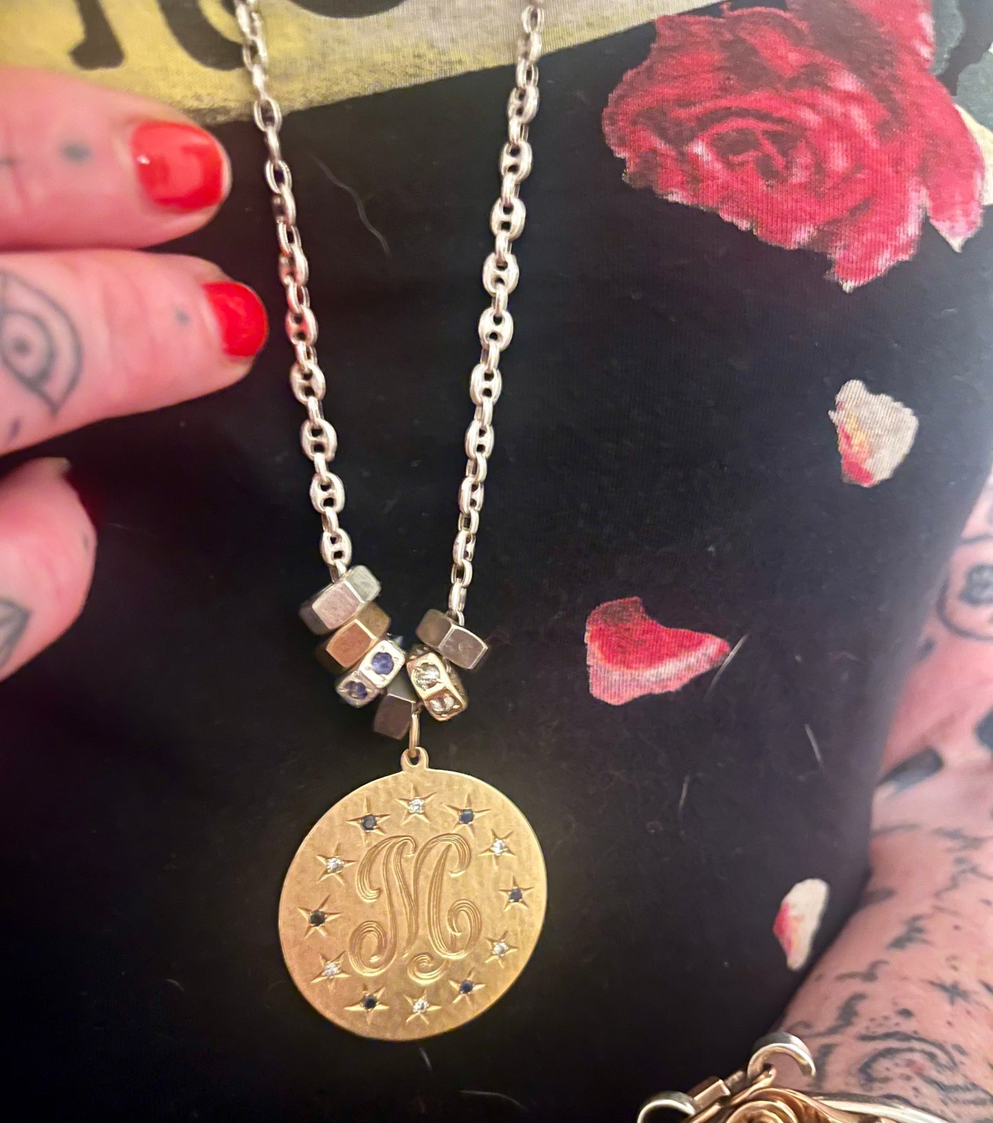 Long silver mariner chain
