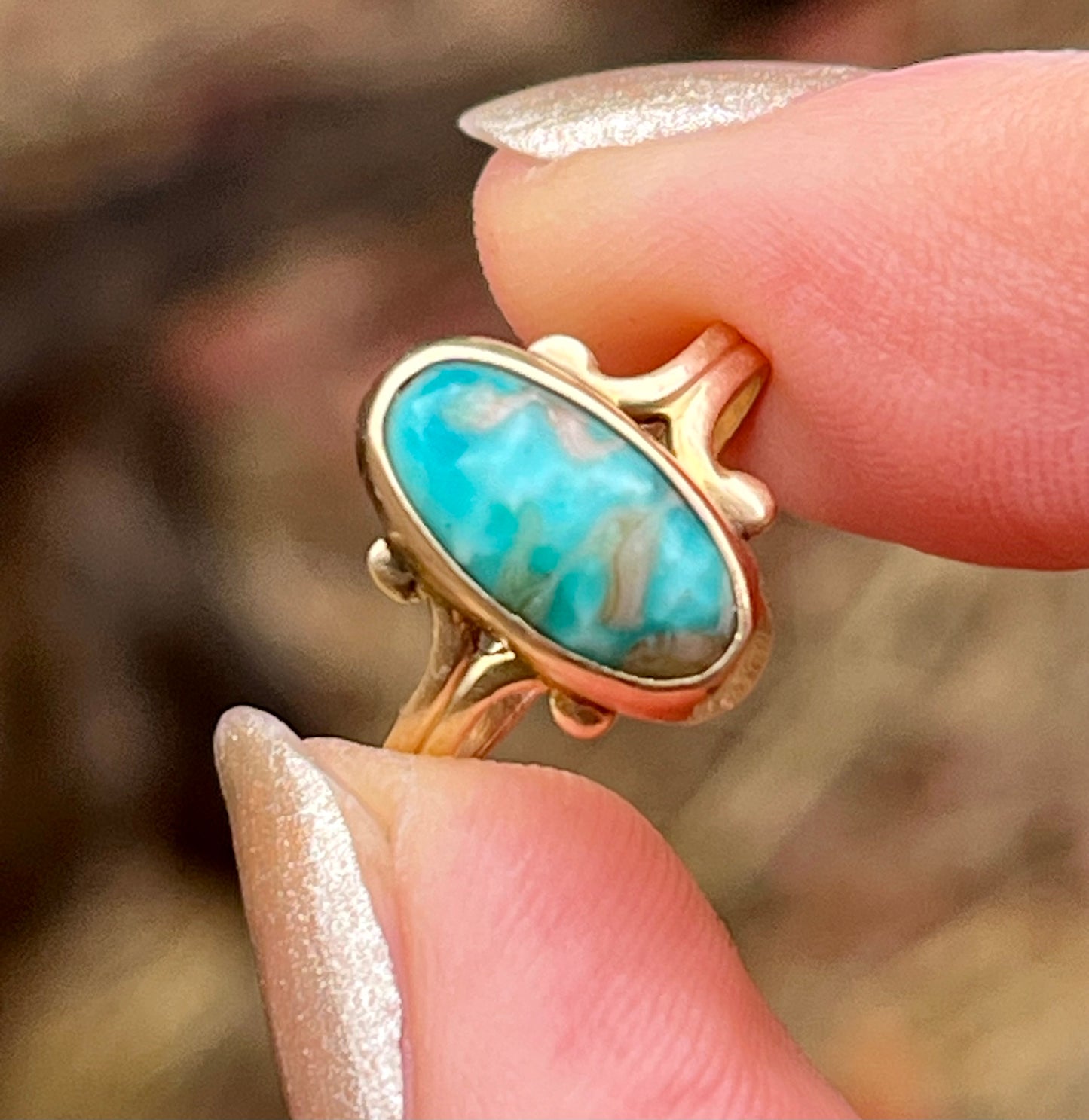 14k Victorian turquoise ring