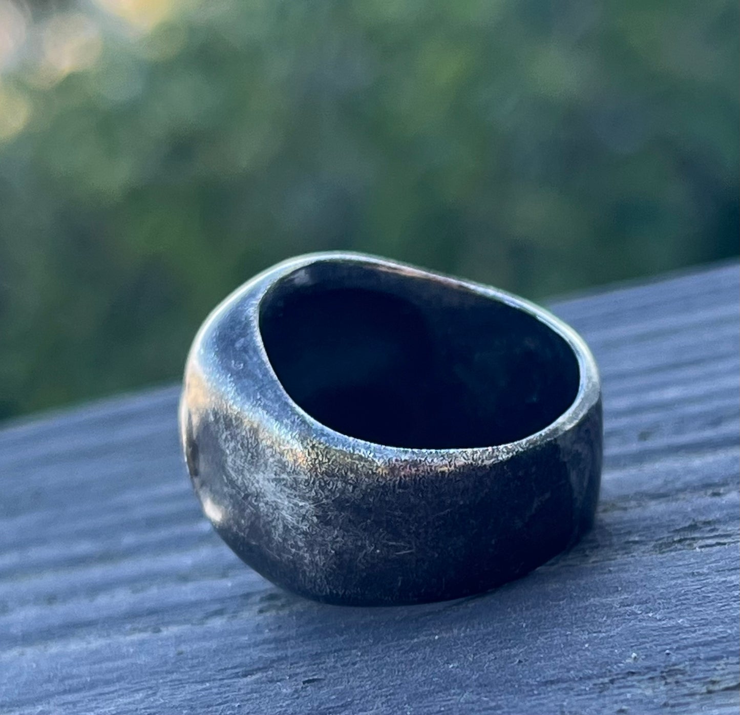 Blackened silver and 18k skull