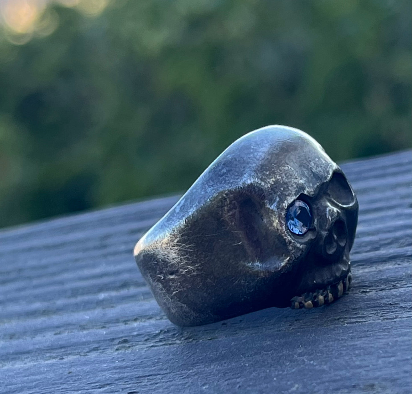 Blackened silver and 18k skull