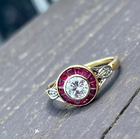 1ct diamond and ruby ring