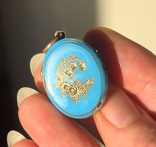 enamel over silver Victorian locket