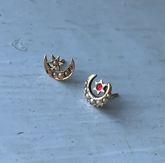 Celestial stickpin conversion earrings