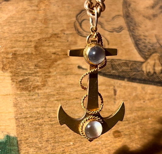 anchor and moonstone pendant