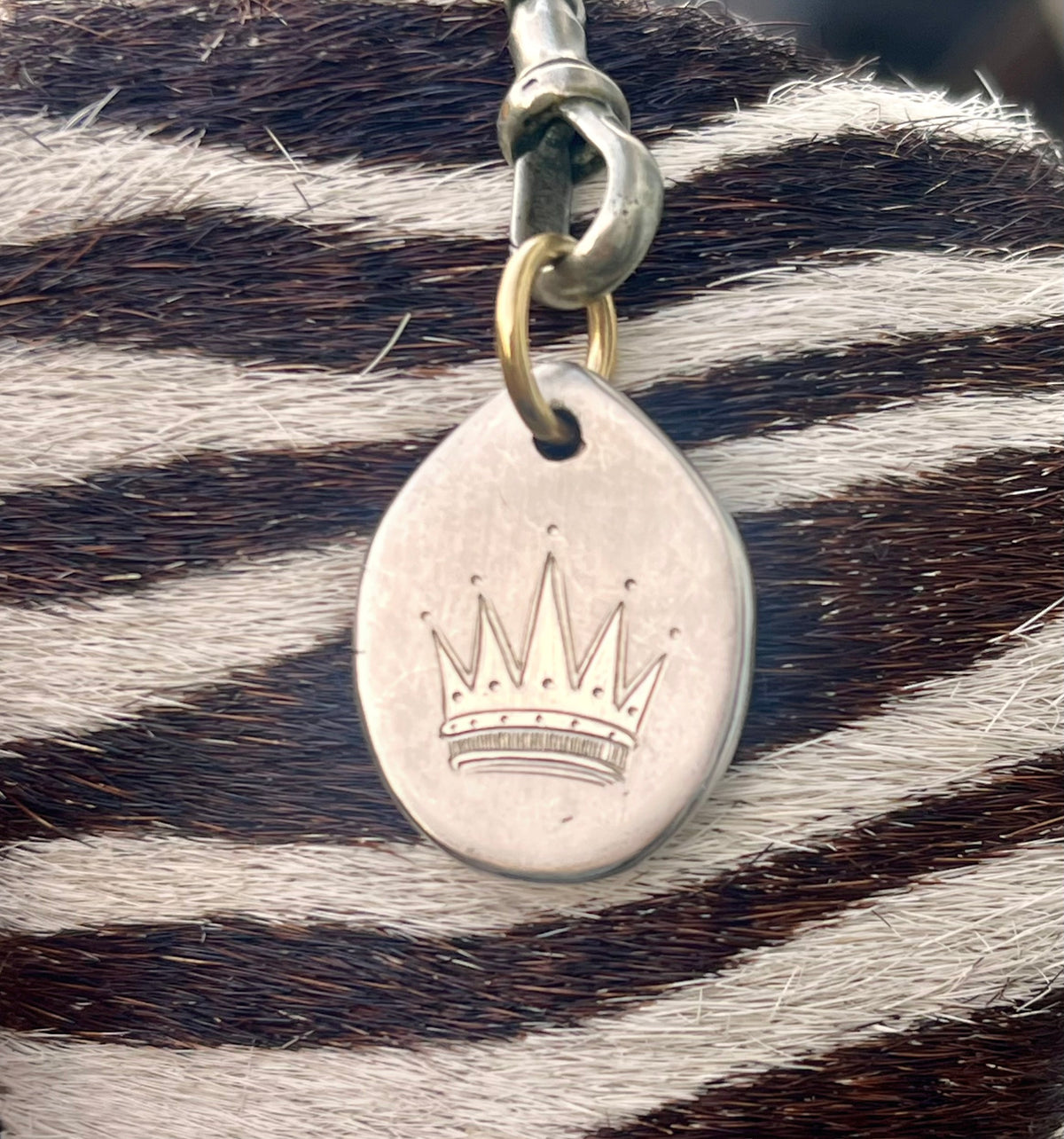 Diamond and Crown silver and 14 K charm