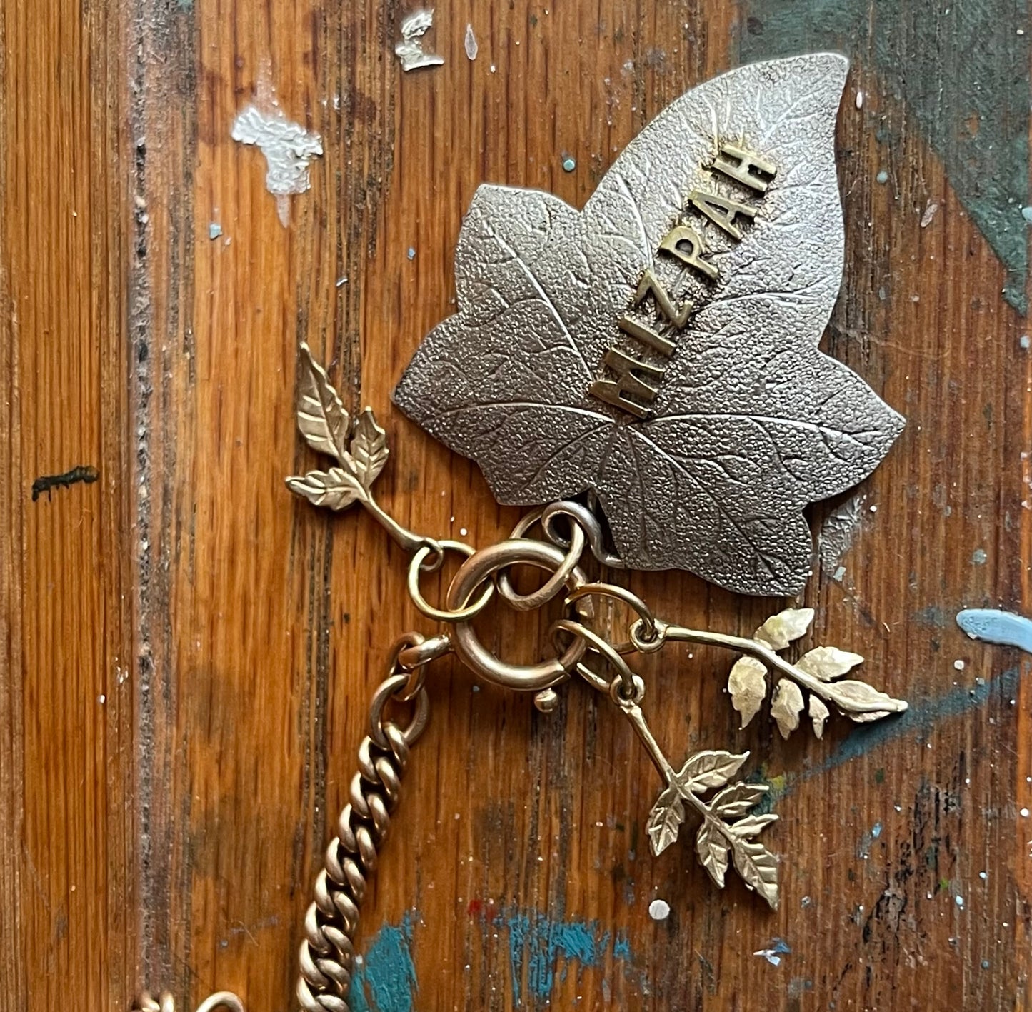 14k leaf charms