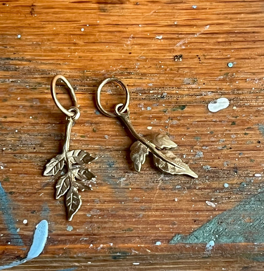 14k leaf charms